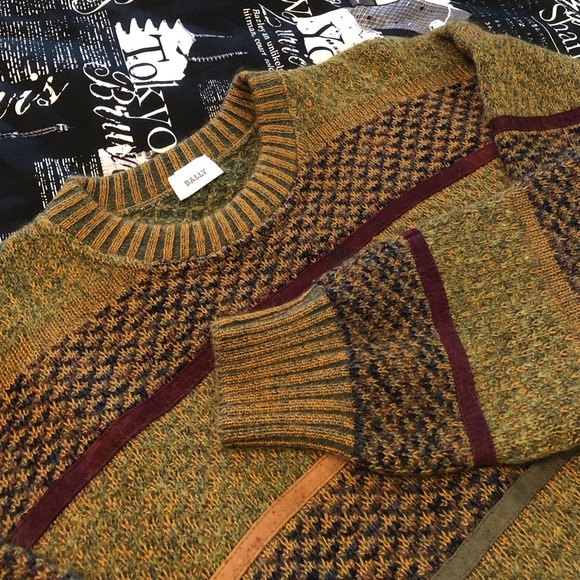 Bally Other - BALLY SHETLAND MOHAIR LEATHER PULLOVER SWEATER